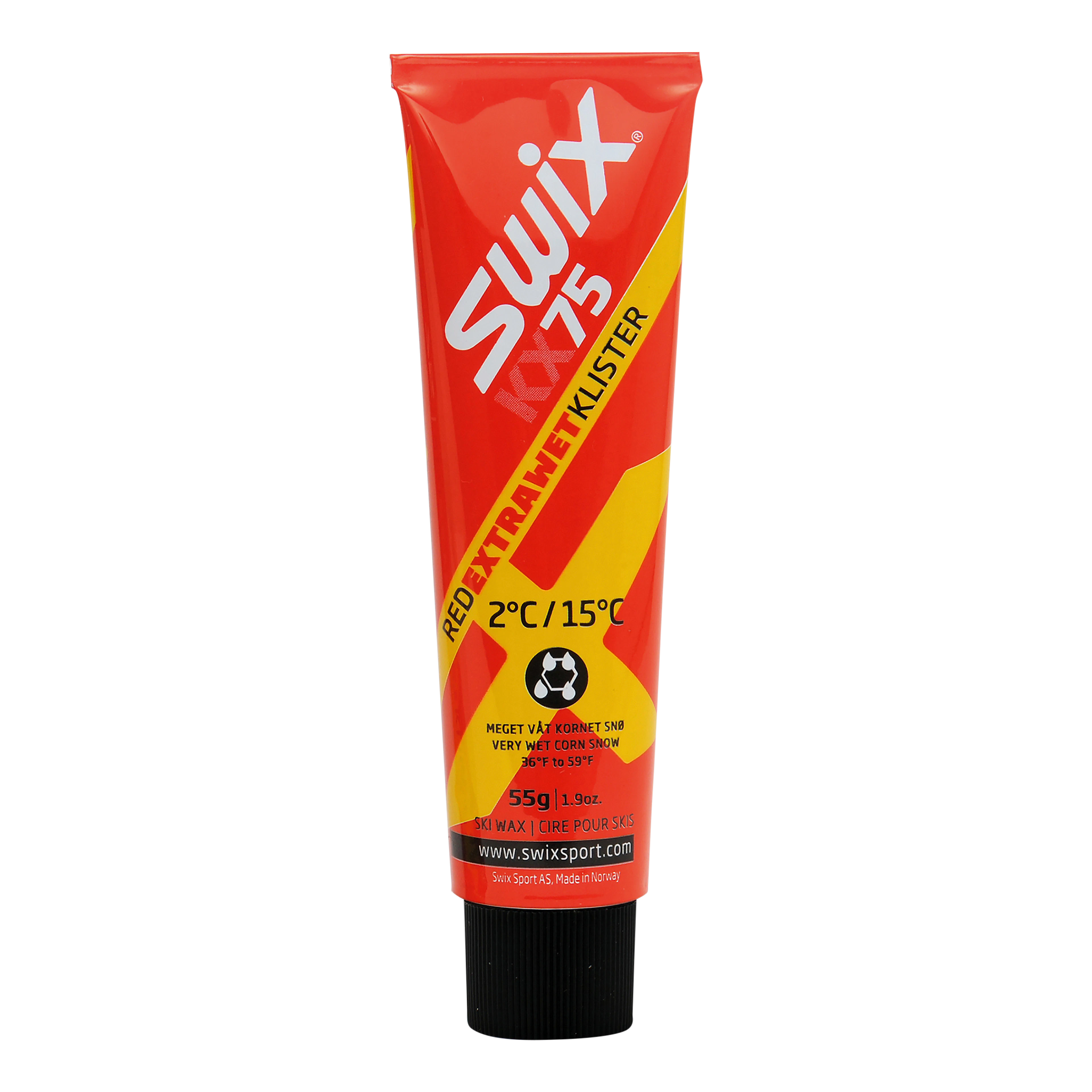 スキー RODE Klister Ski Wax Set KX75 Red Extra Wet Klister +2°C to +15°C, 55g | Swix